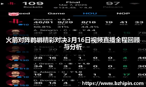 火箭对阵鹈鹕精彩对决3月16日视频直播全程回顾与分析
